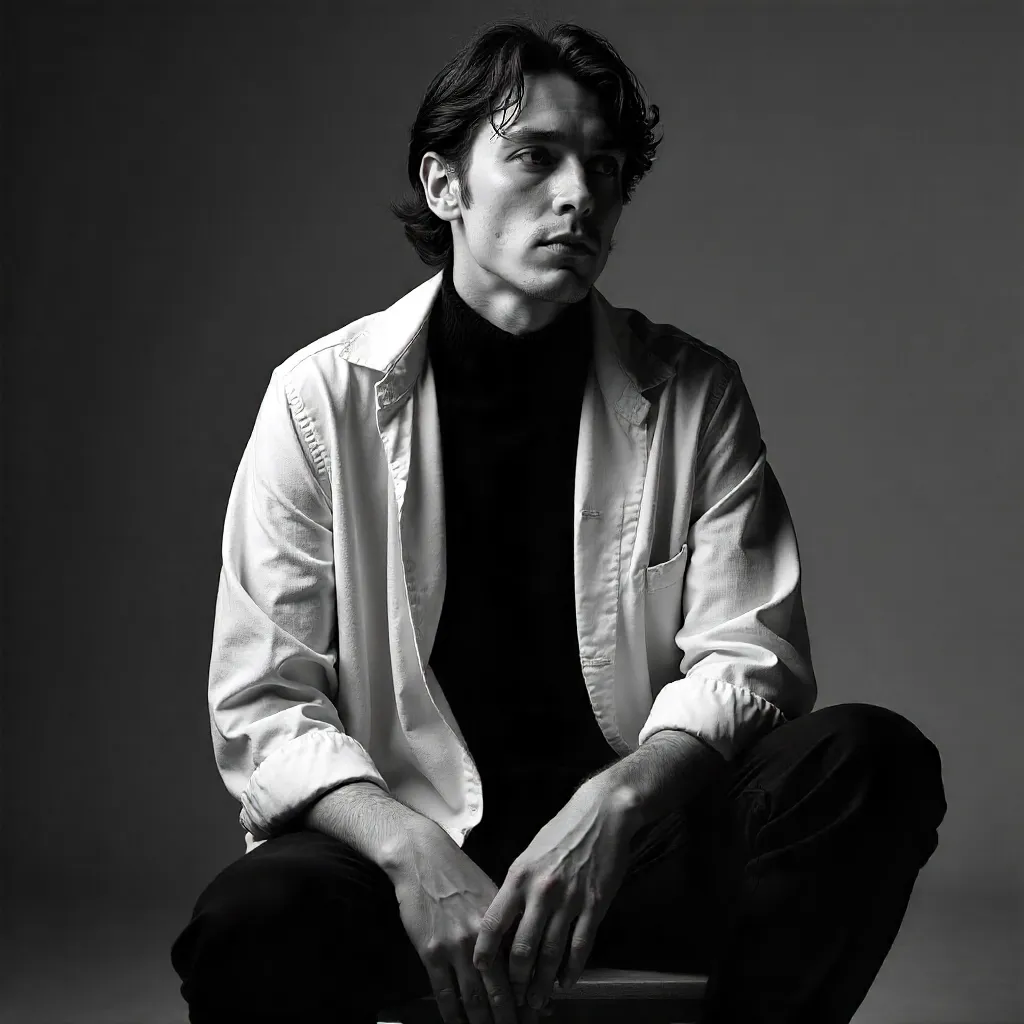 Monochrome Portrait: Adult Seated on a Chair