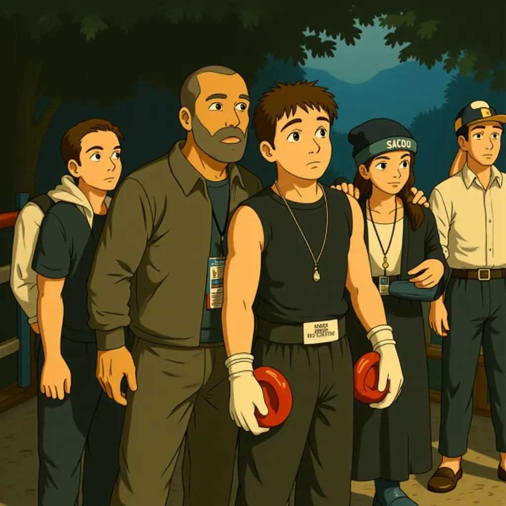 Forest Whitaker, Jake Gyllenhaal, Beau Knapp, and Victor Ortiz in Southpaw (2015) - Anime style