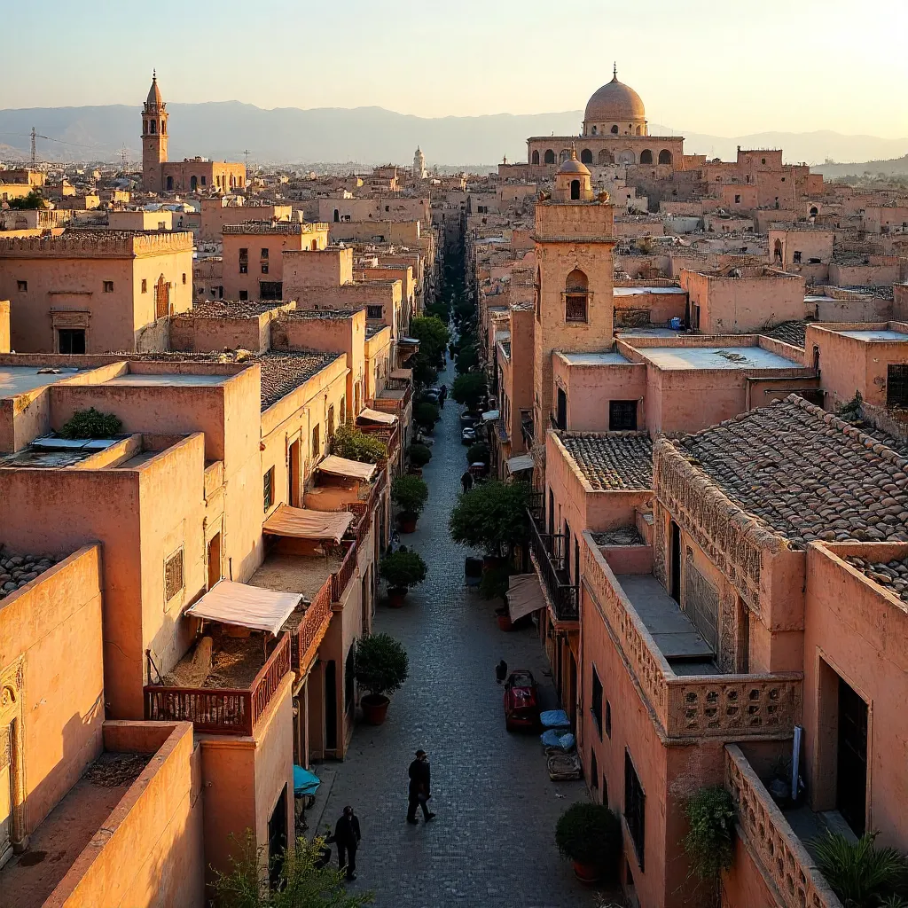 Aerial View of Moroccan Rooftops and Architecture