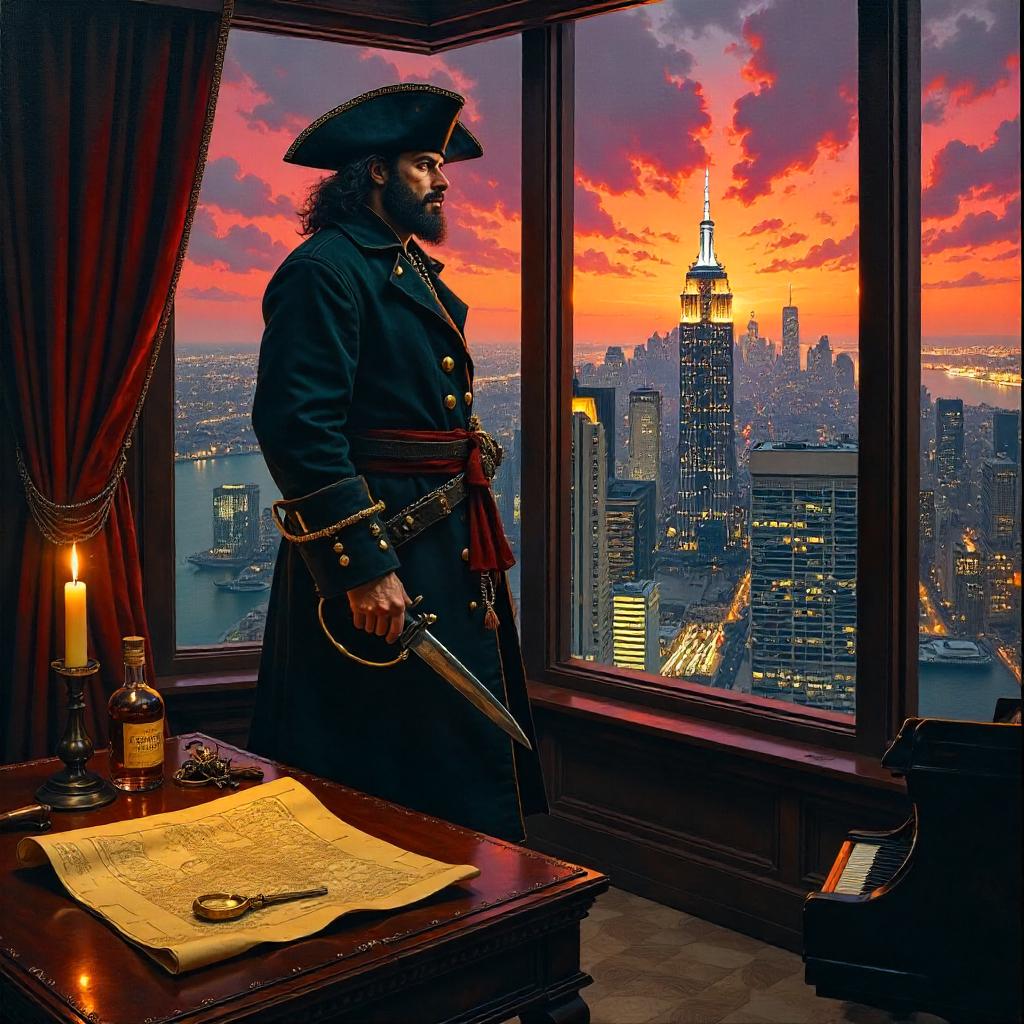 Pirate in a Penthouse: An Oil Painting