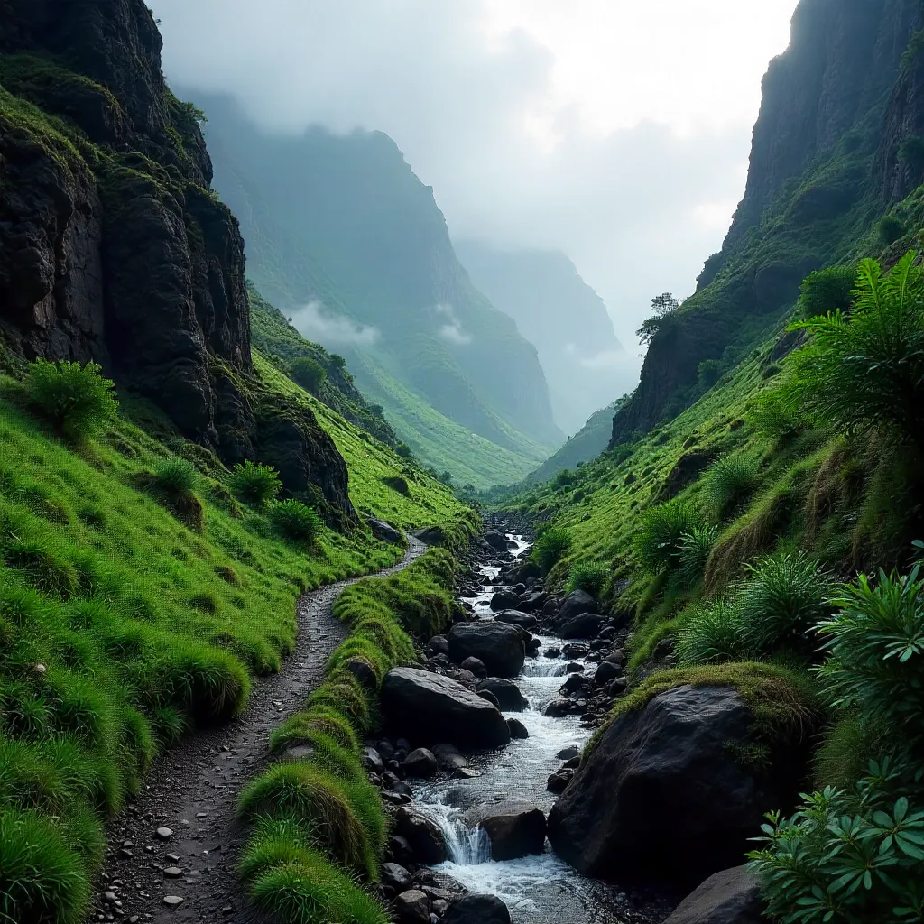 Misty Madeira Mountain Landscape