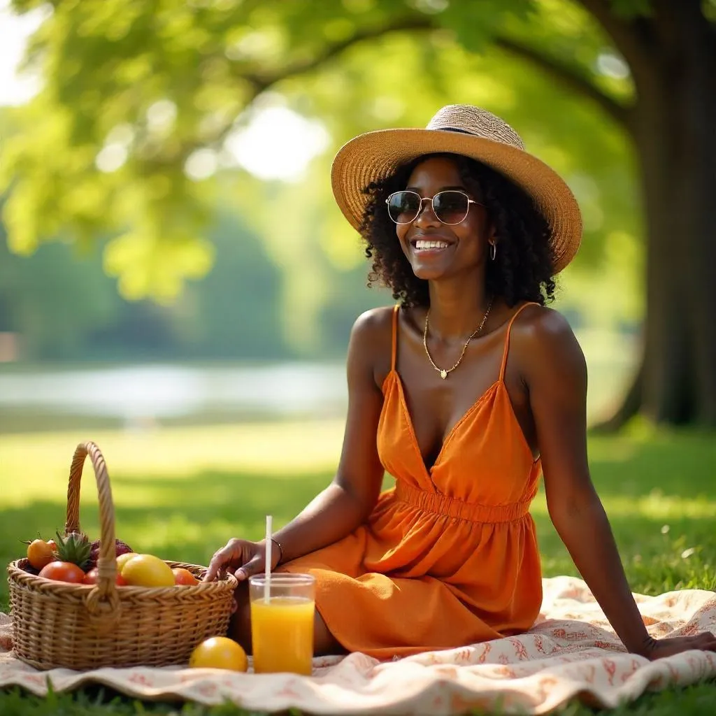Golden Hour Picnic: A Stylish Black Girl