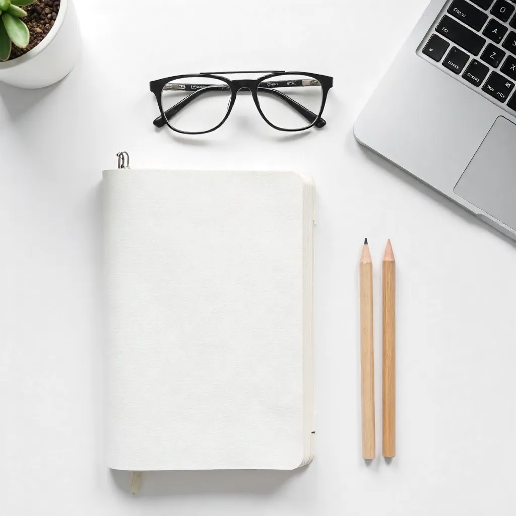 Minimalist White Home Office Flatlay