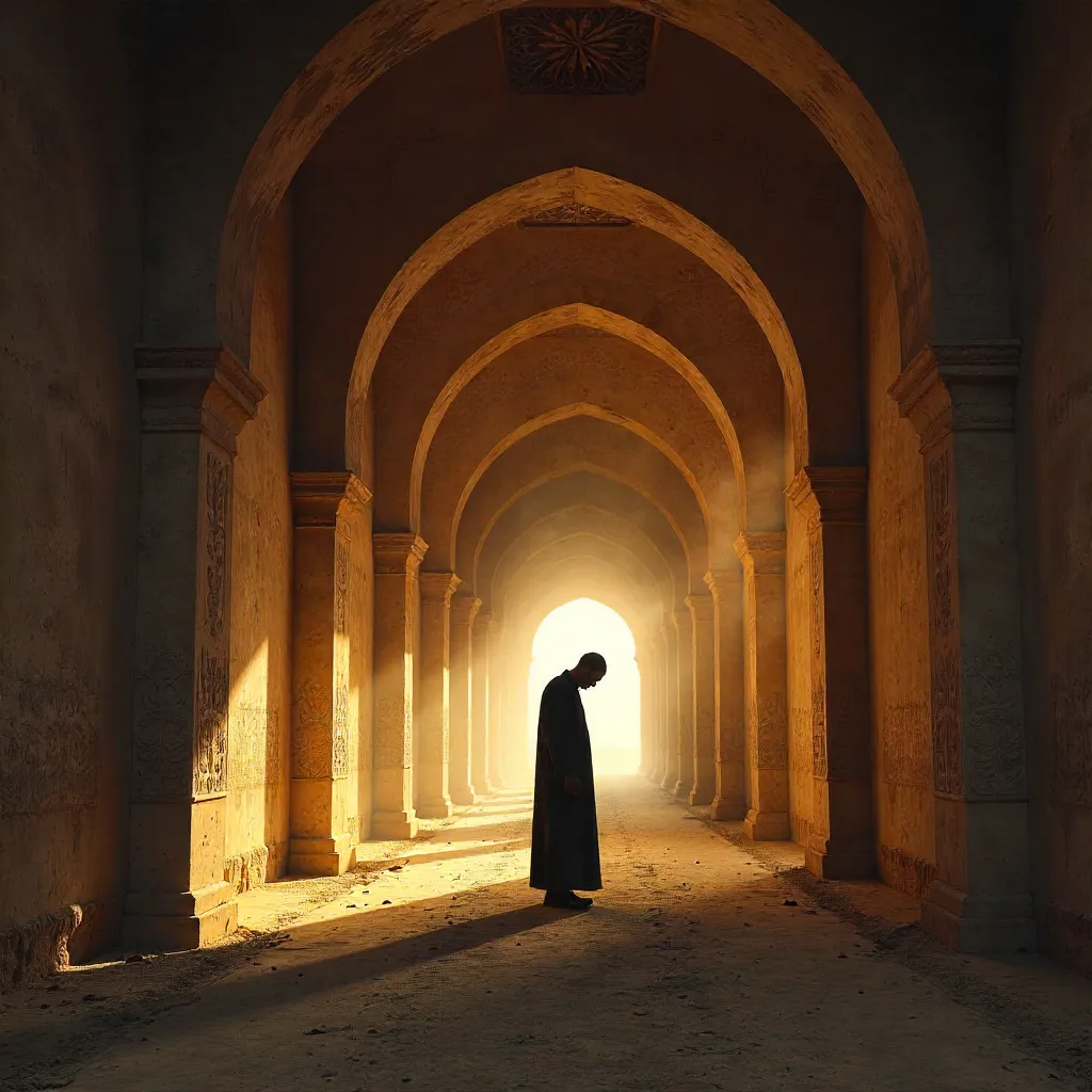 Silhouette in a Historic Gombe Arched Corridor