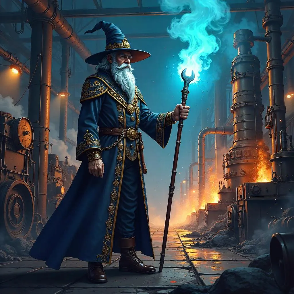 Anime Wizard in a Steam-Powered Factory