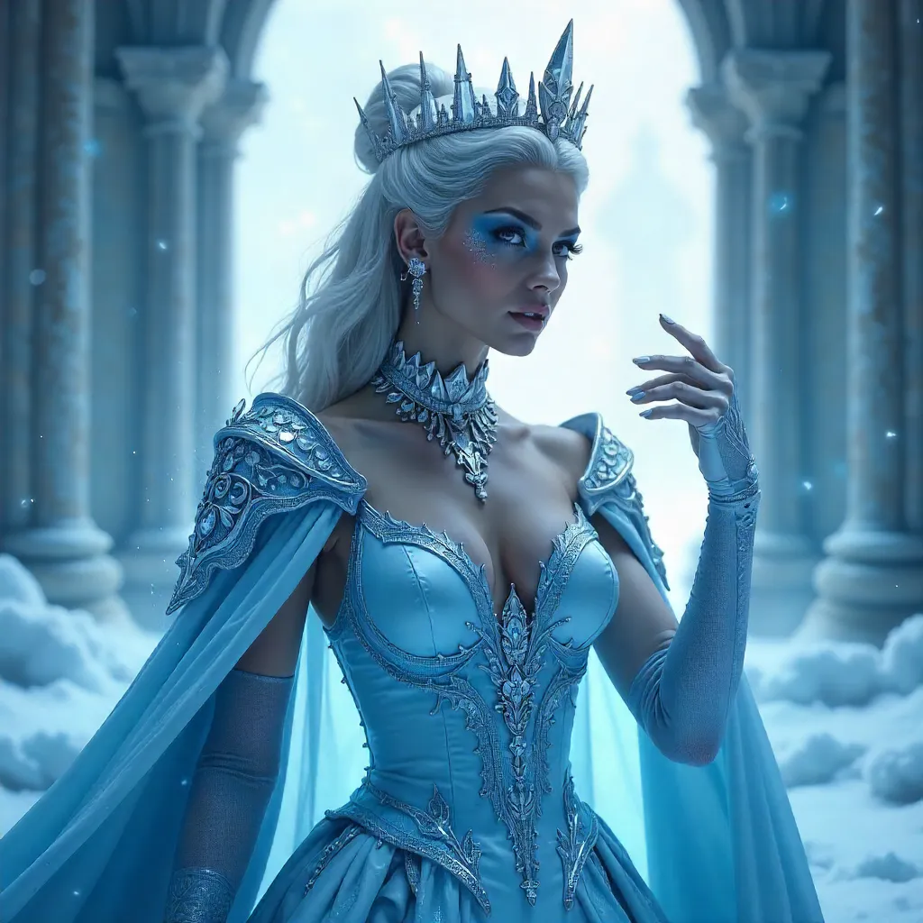 Ice Queen in Crystal Regalia: A Striking Fantasy Portrait
