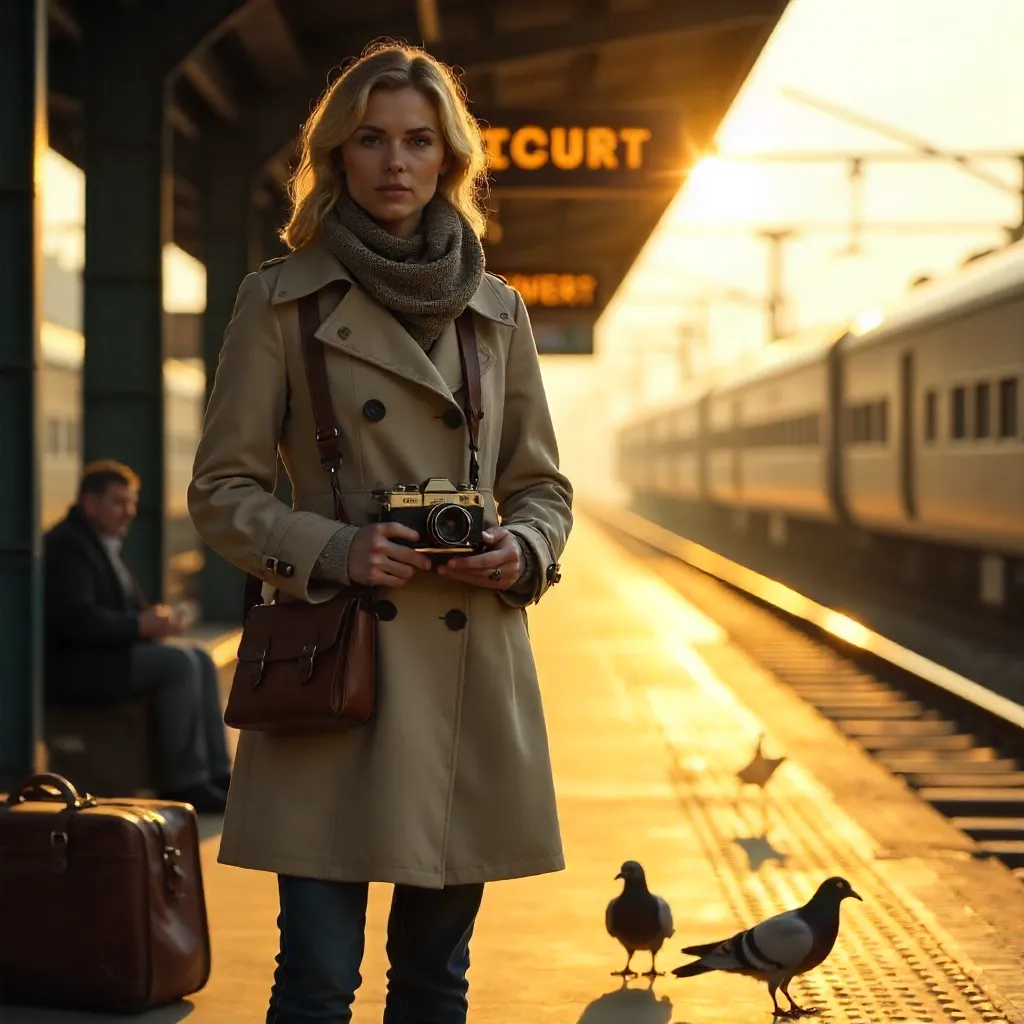 Golden Hour Nostalgia on the Train Platform
