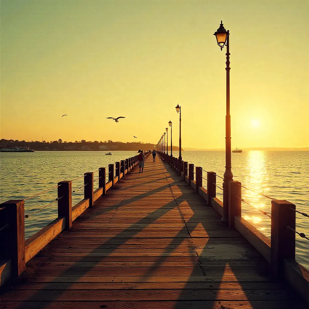 Serene Vintage Geelong Pier at Sunset