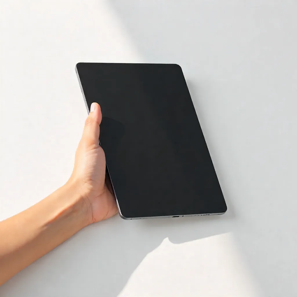 Minimalist Hand Holding Tablet with Shadow