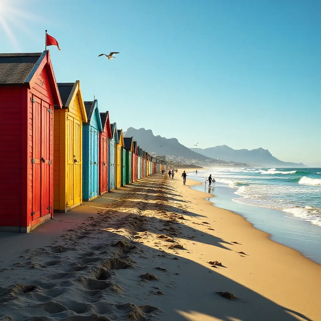 Rainbow Beach Huts on Muizenberg Shore