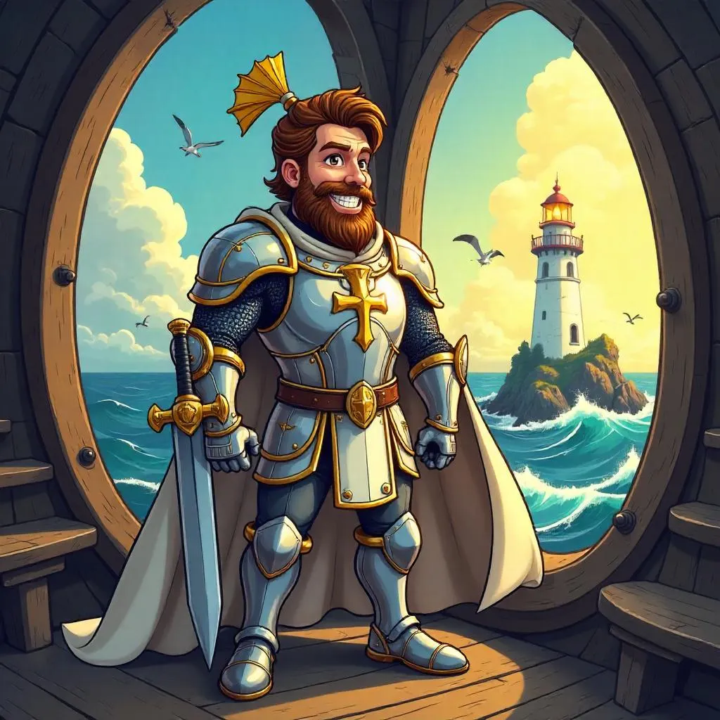 Brave Paladin Guarding a Lighthouse