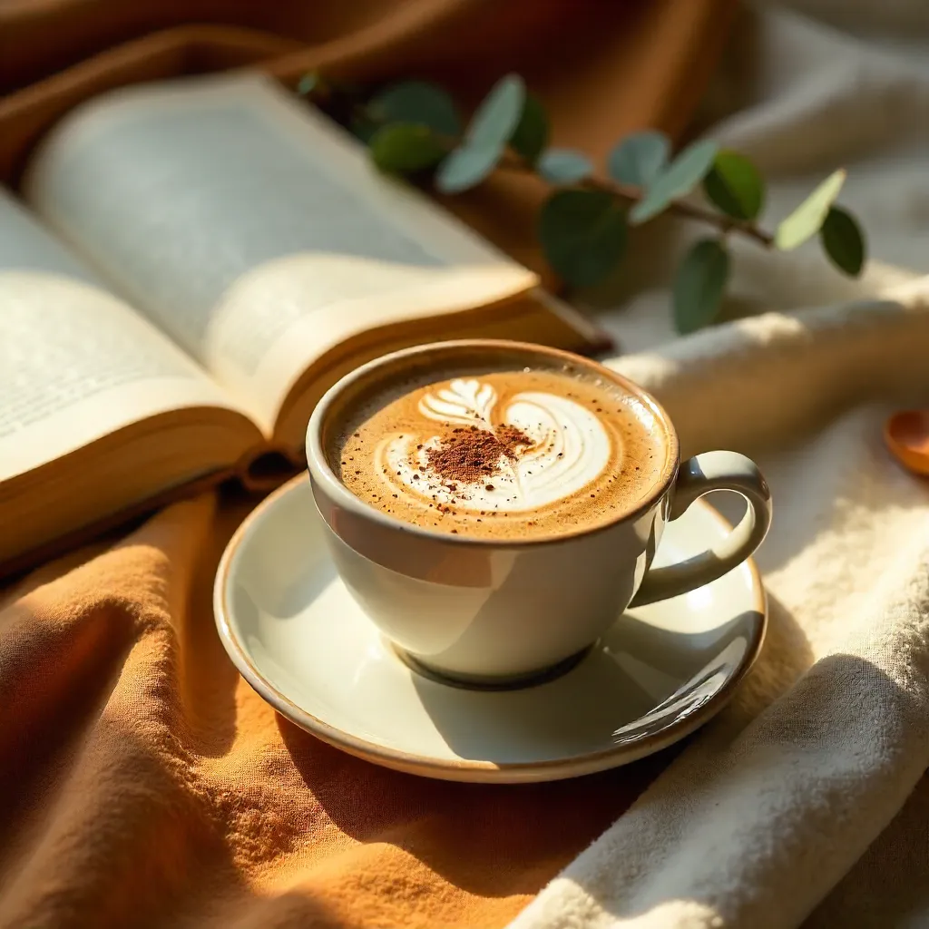 Cozy Autumn Dalgona Coffee with Open Book