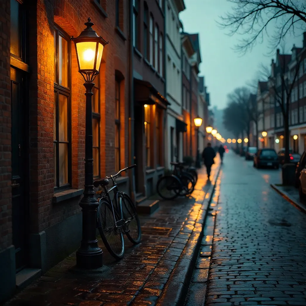 Warm Glow on Copenhagen's Historic Street Corner
