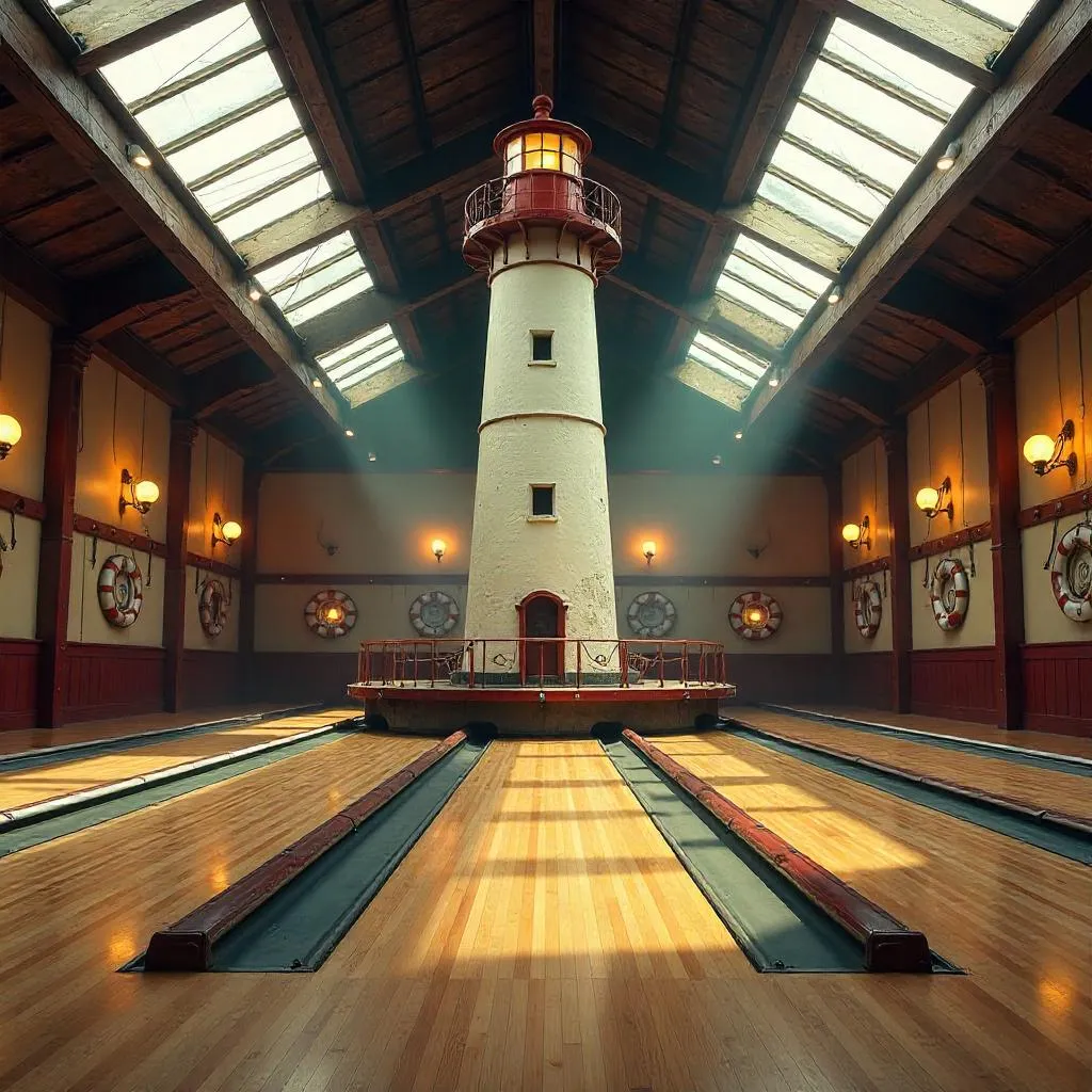 Lighthouse in a Surreal Bowling Alley