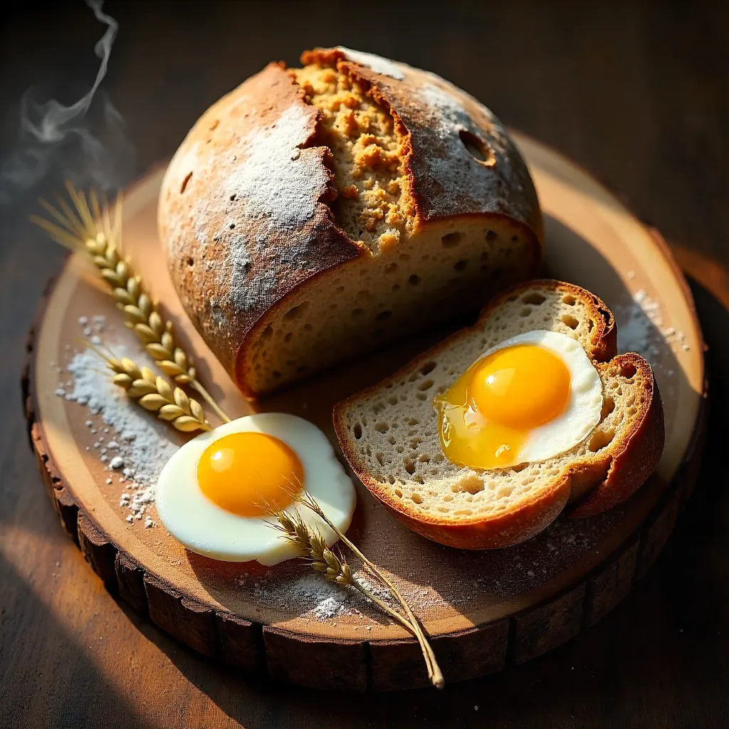 Artisanal Rustic Whole Wheat Bread on Wood