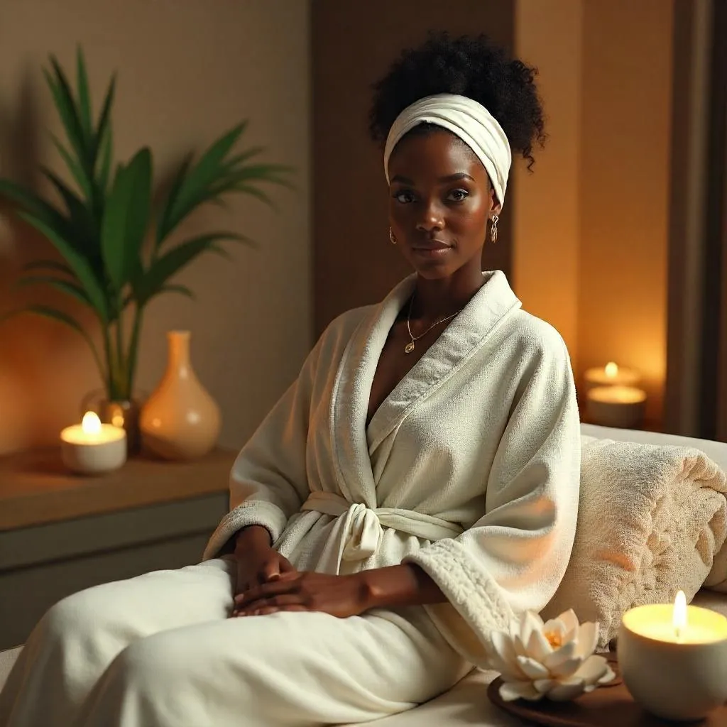 Stylish Black Woman in a Serene Spa - 3D Render