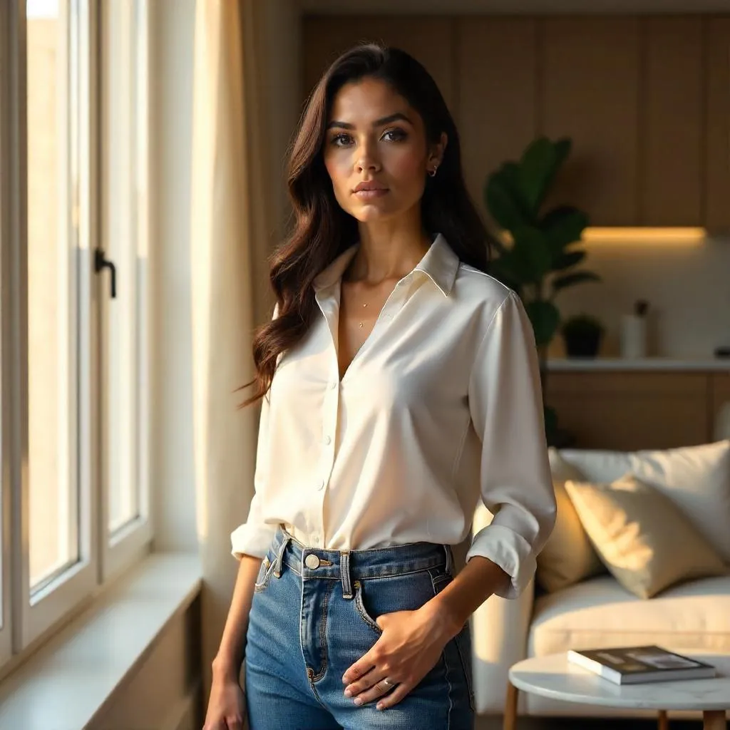 Photorealistic Latina Woman in a Modern Apartment