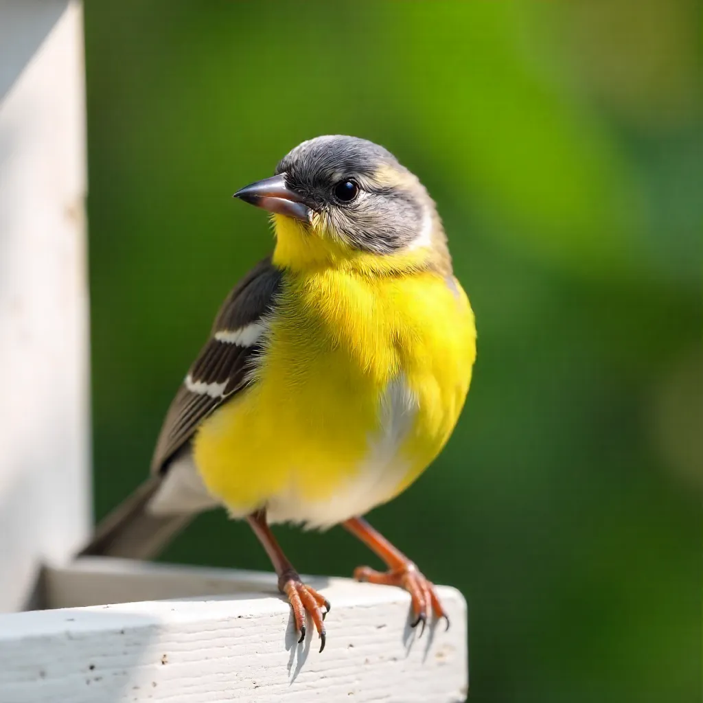 Stunning Grey-headed Yellow Finch on White Frame