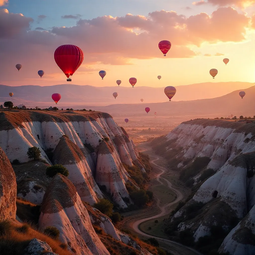 Sunrise Balloons Over Cappadocia: Scenic Panorama