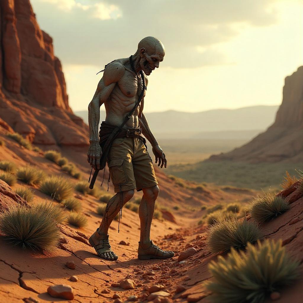 Zombie 3D Render in Badlands