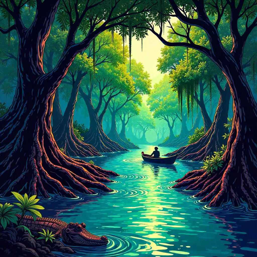 Comic River Through a Mangrove Swamp