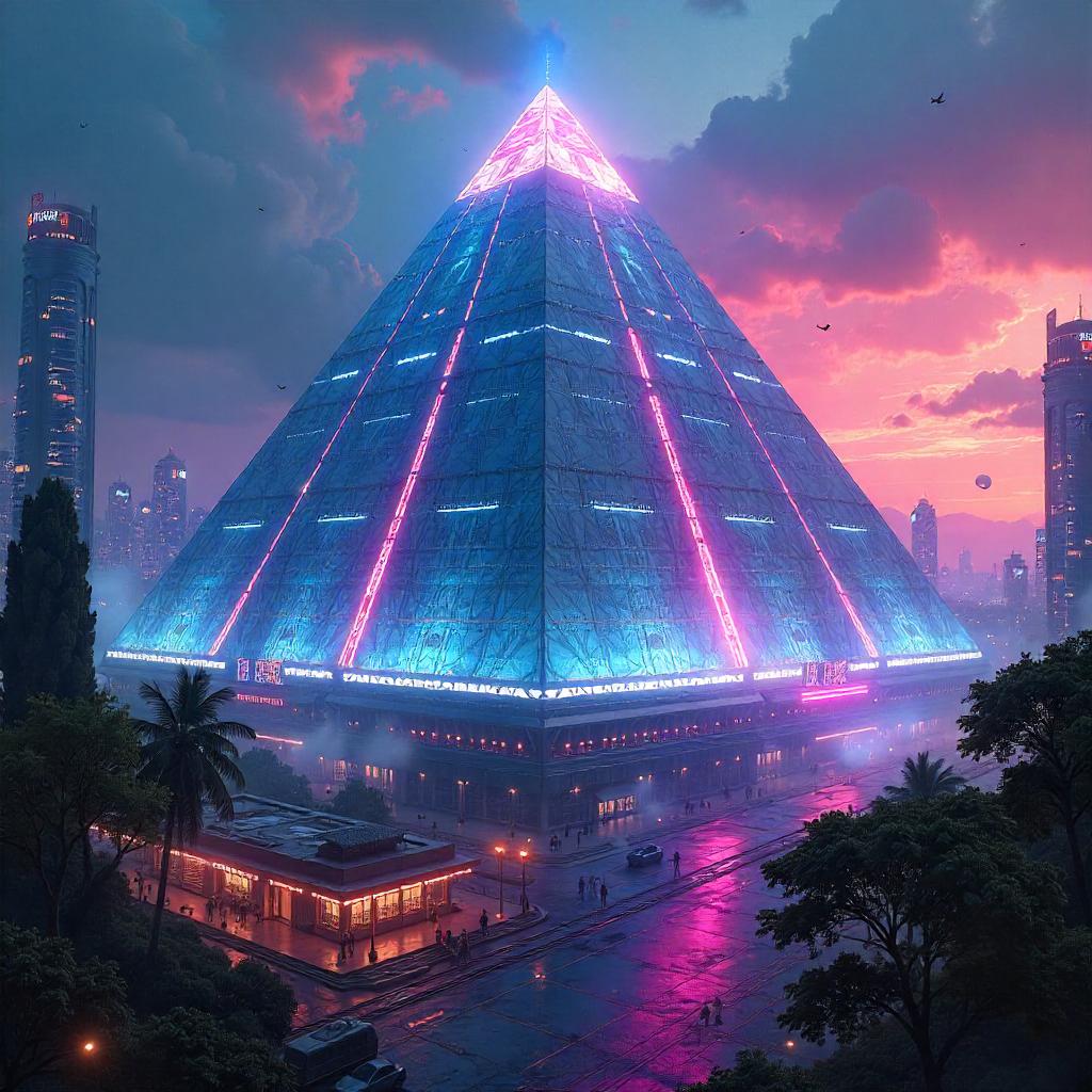 Pyramid of Neon: Concept Art in a Futuristic City