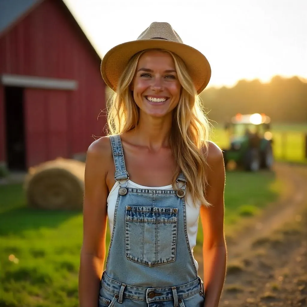 Cheerful Farm Portrait in Golden Hour Light