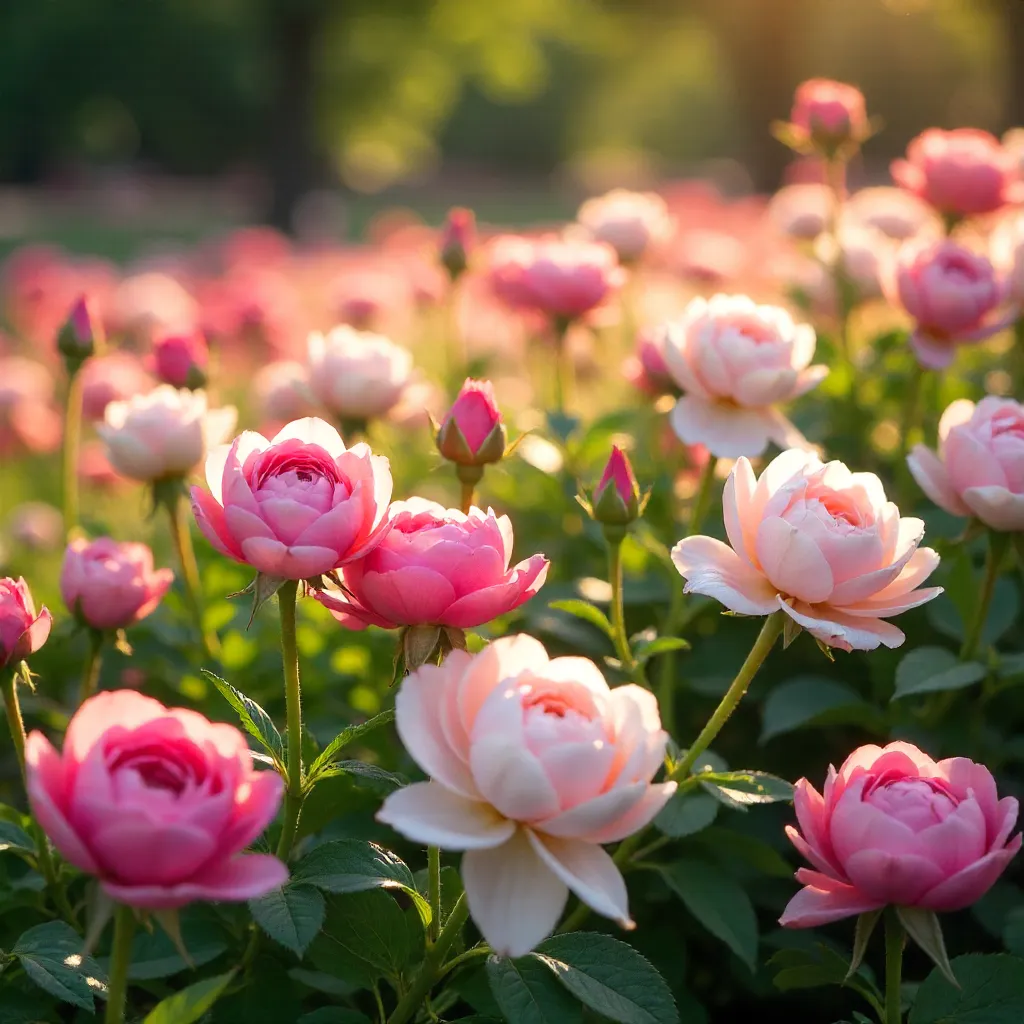 Vibrant Pink and White Bloom Garden Scene
