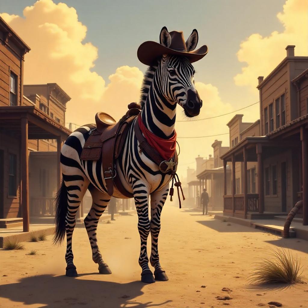 Wild West Zebra Concept Art in a Dusty Frontier