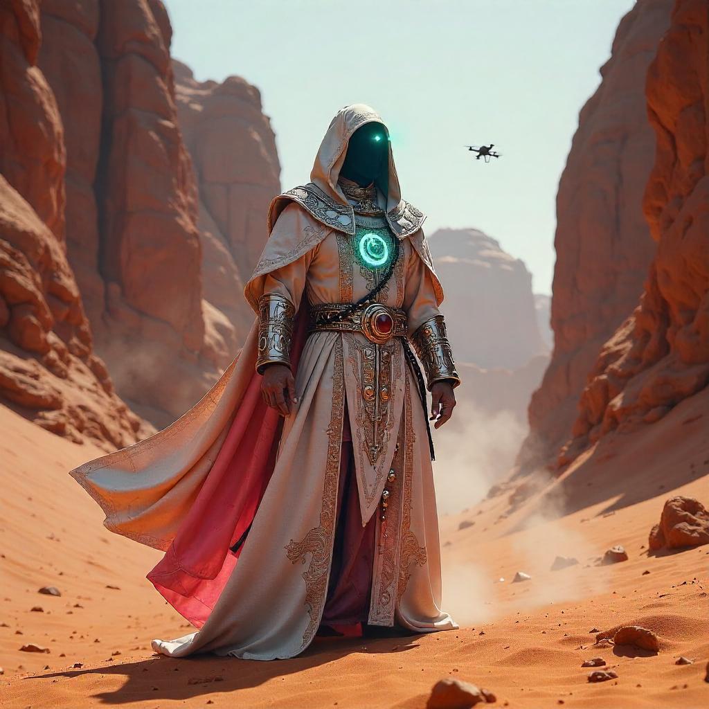 Priest of Neon Sands: A Cyberpunk Desert Canyon
