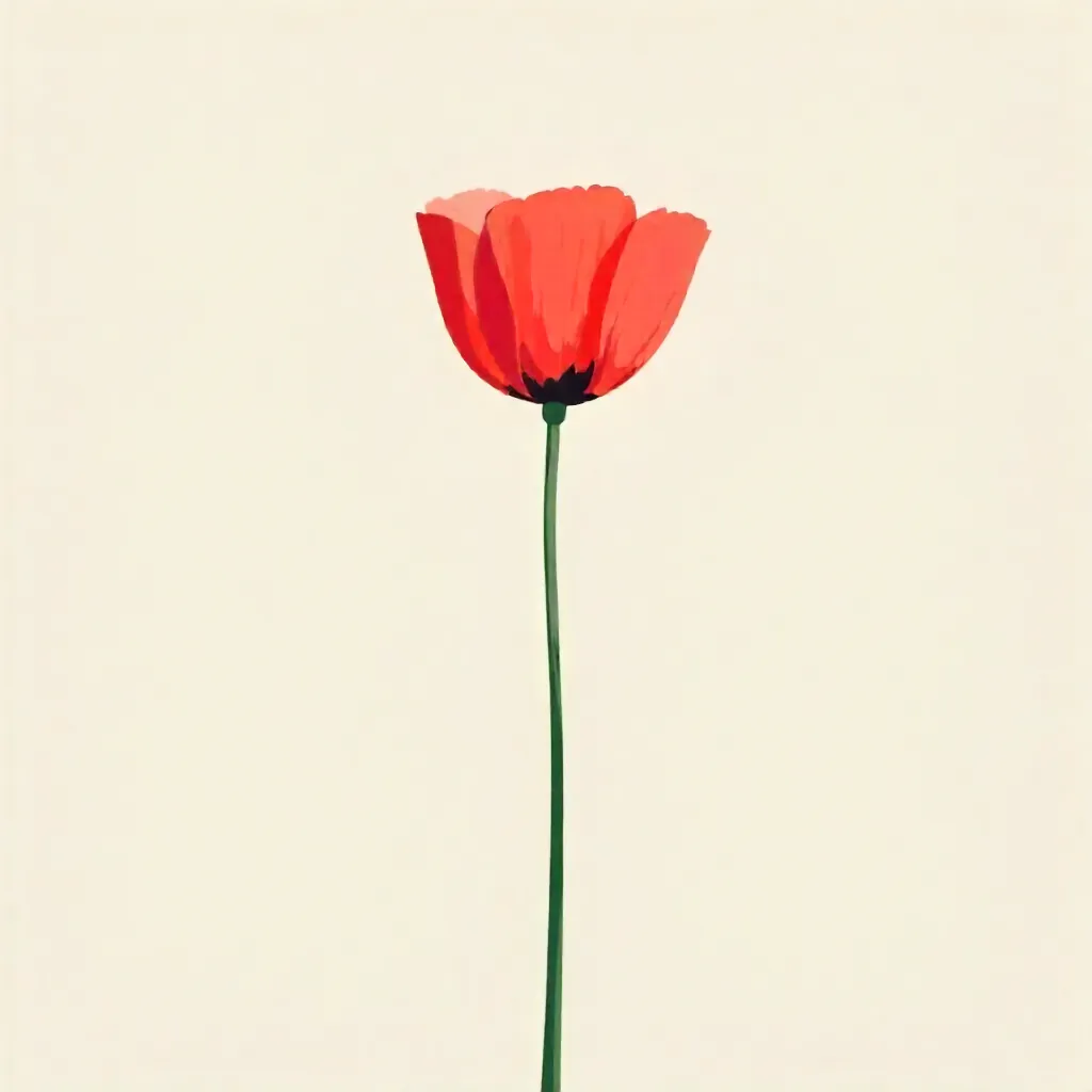 Minimalist Poppy Bloom on Light Background
