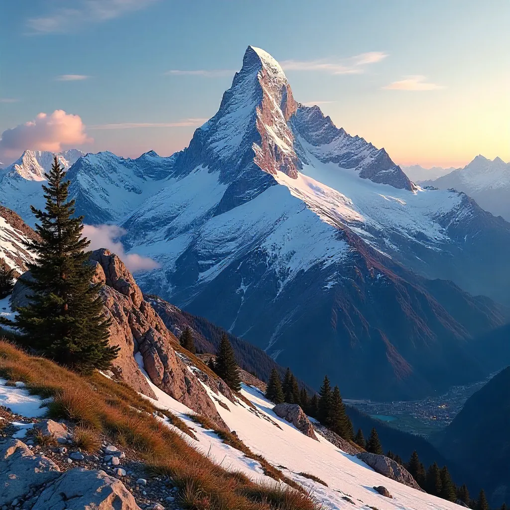 Golden Hour Mont Blanc Over Chamonix, Alps