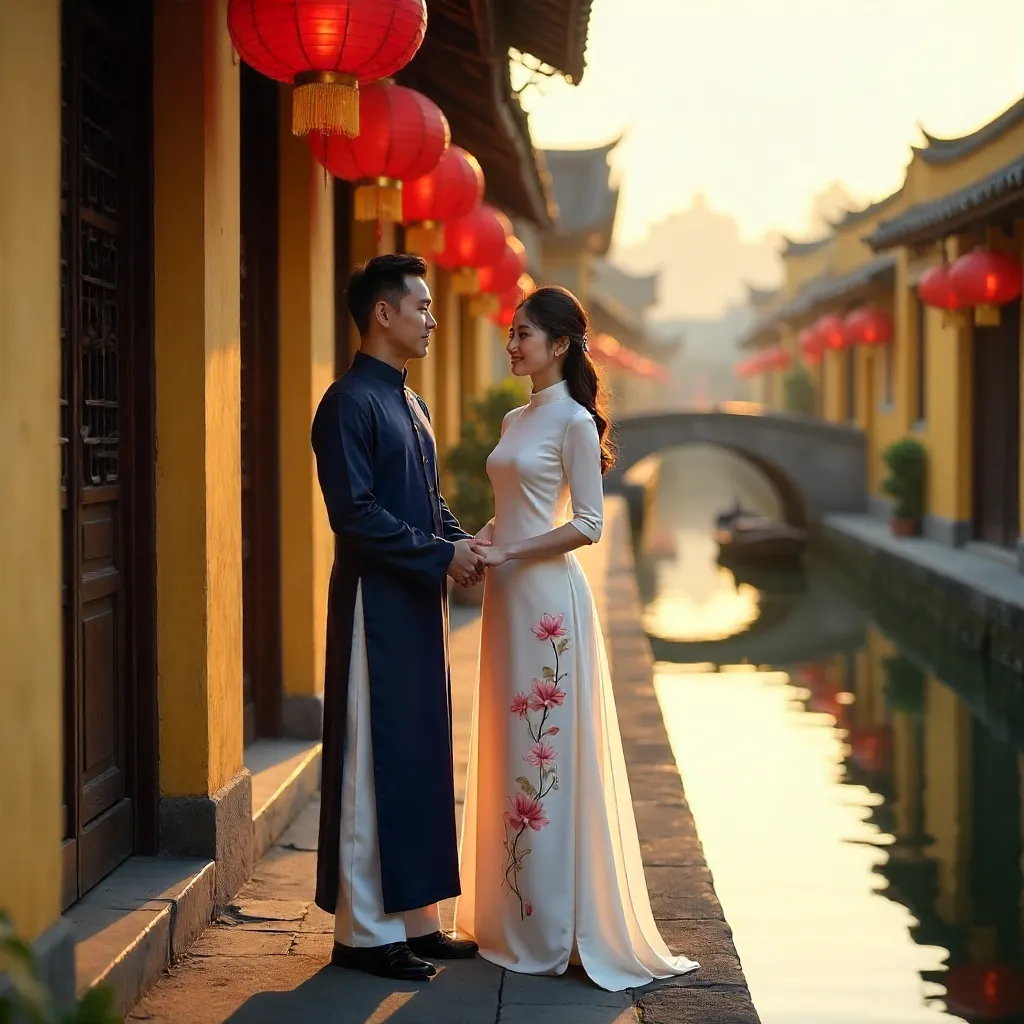 Ao Dai Couple in Lantern-lit Hội An Old Town