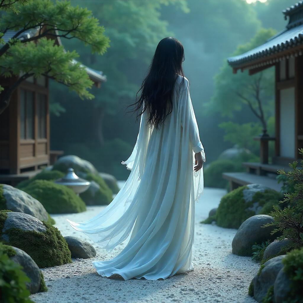 Banshee in a Tranquil Zen Garden - 3D Render