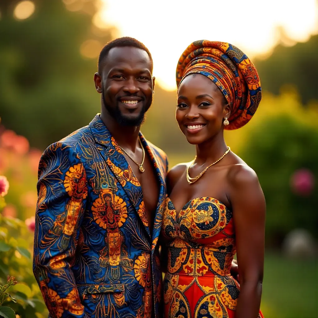 Vibrant Outdoor Portrait: Two in African Attire