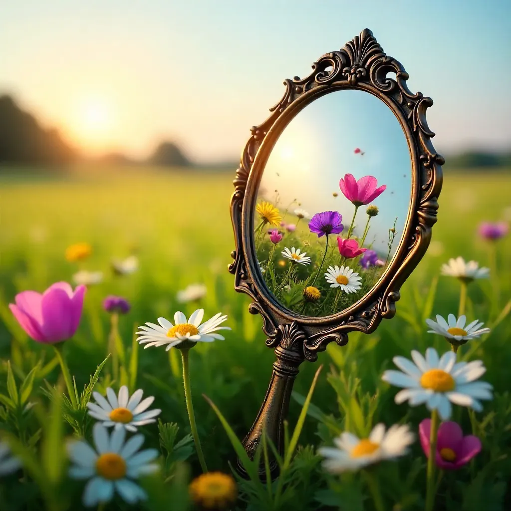 Mirror of Daisies: Reflection in a Blooming Field