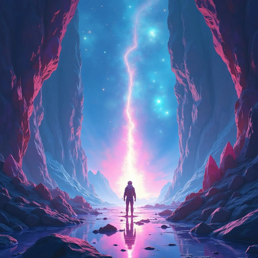 Anime-Style Supernova in a Crystal Cavern