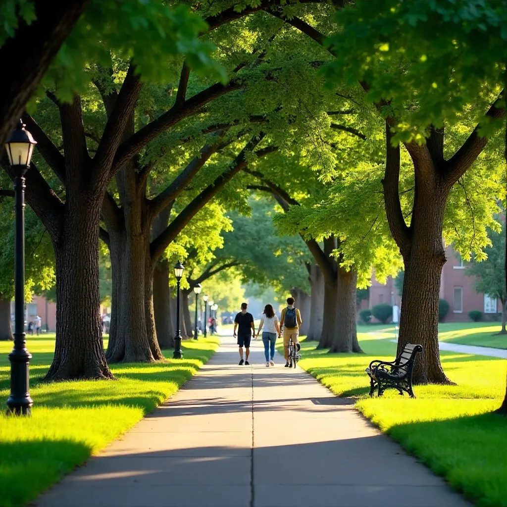 Oak-Lined Summer Walk on CSU Oval, Fort Collins