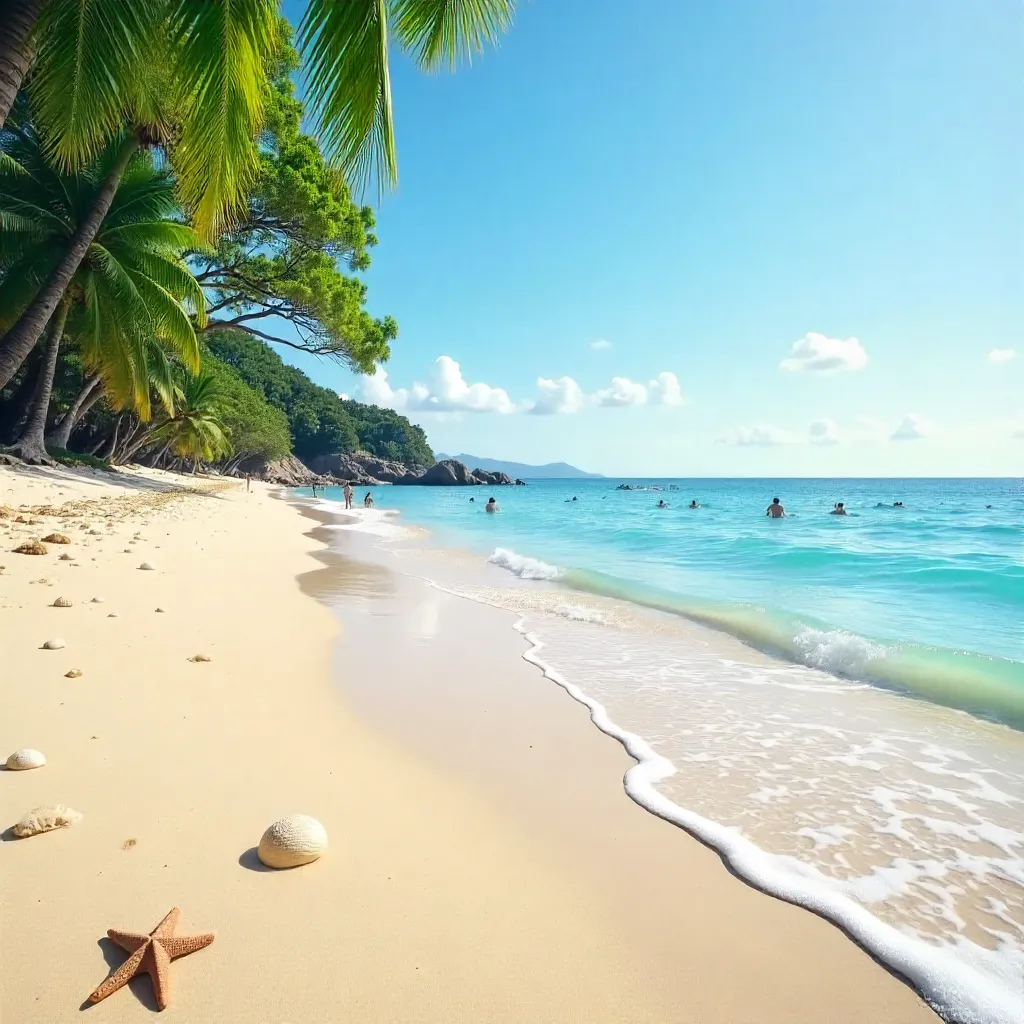 Peaceful Summer Beach with Gentle Waves