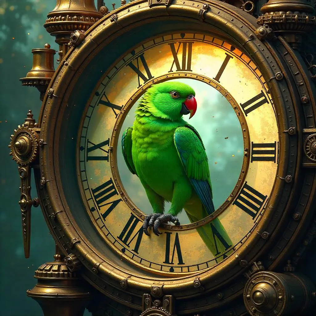 Parrot Inside a Giant Clock (Digital Steampunk)