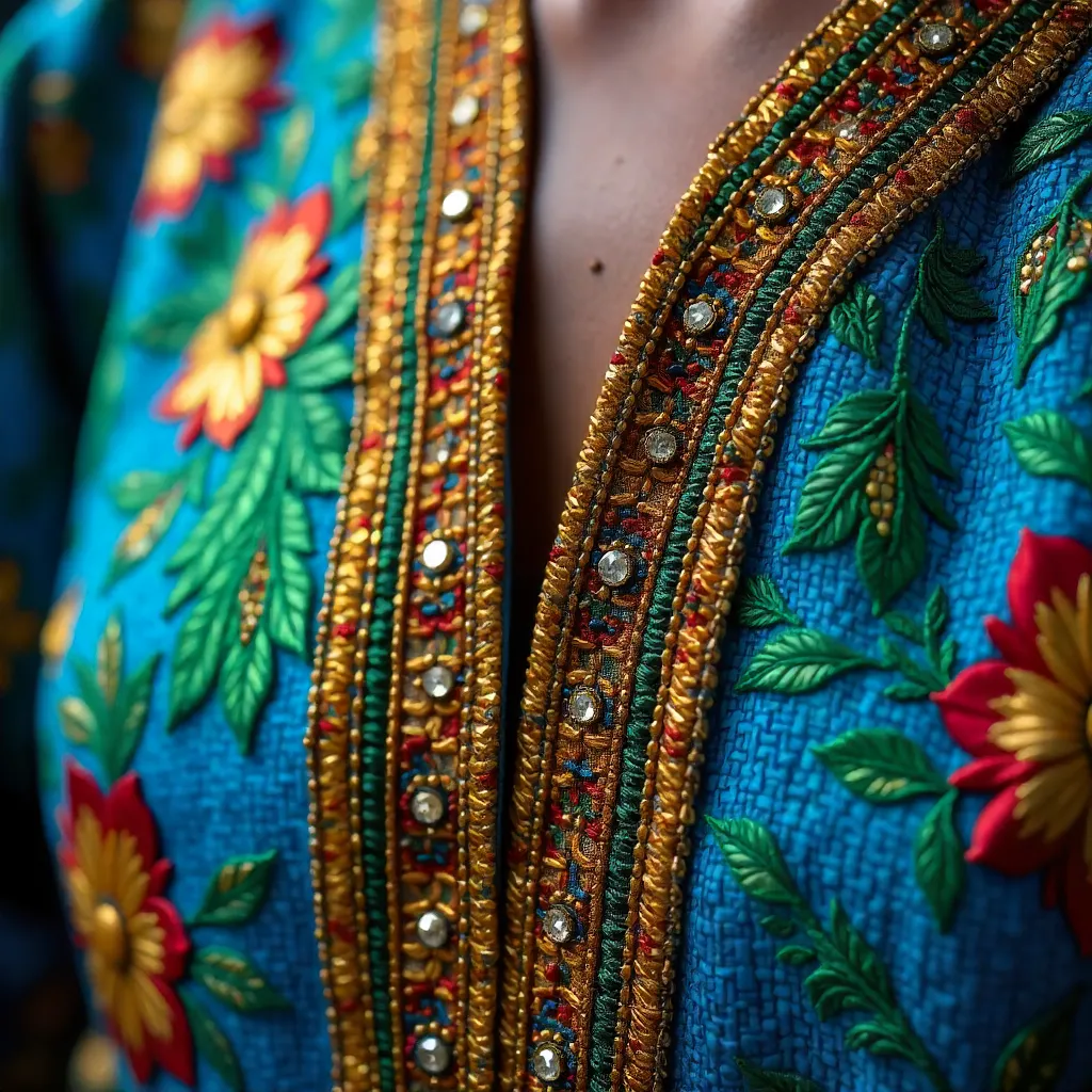 Close-Up of Vibrant Nigerian Traditional Fabrics