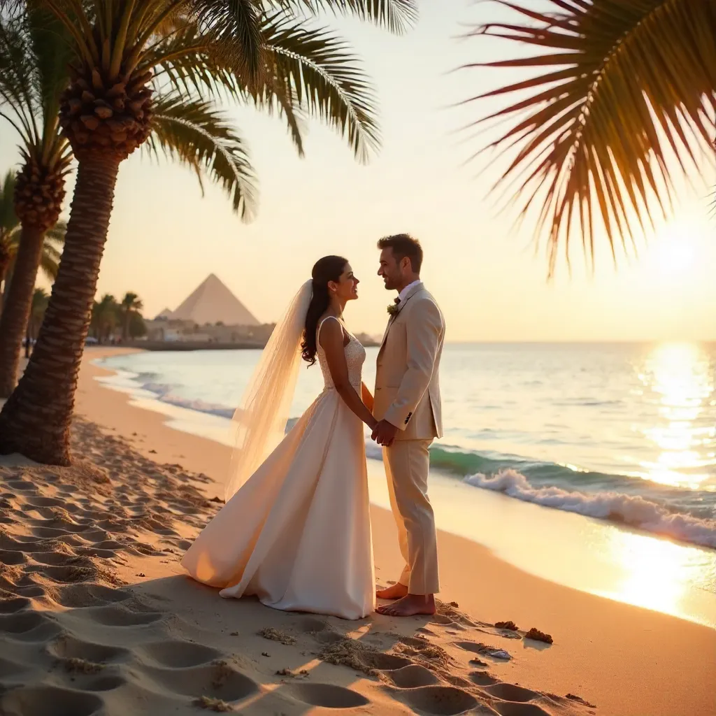 Romantic Egyptian Beach Wedding Moment