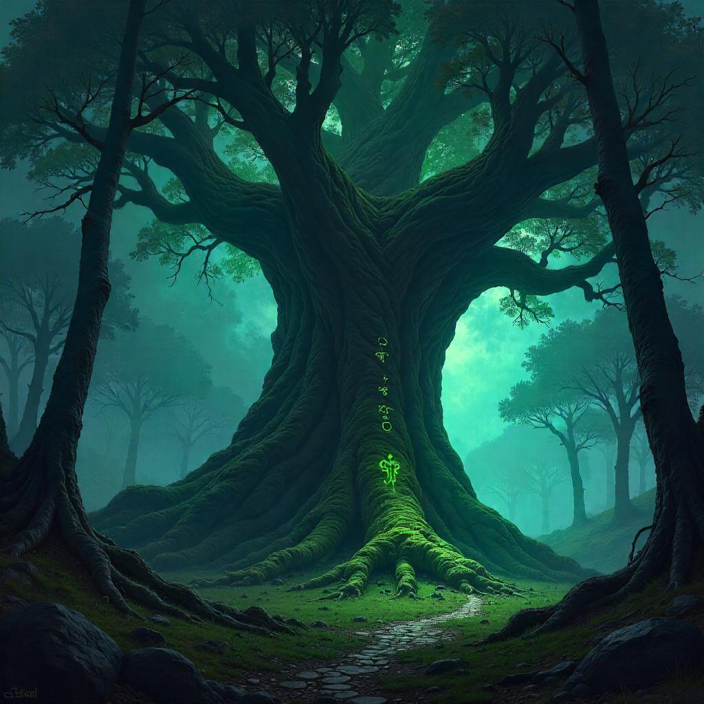 Ancient Tree in a Dark Forest — Concept Art