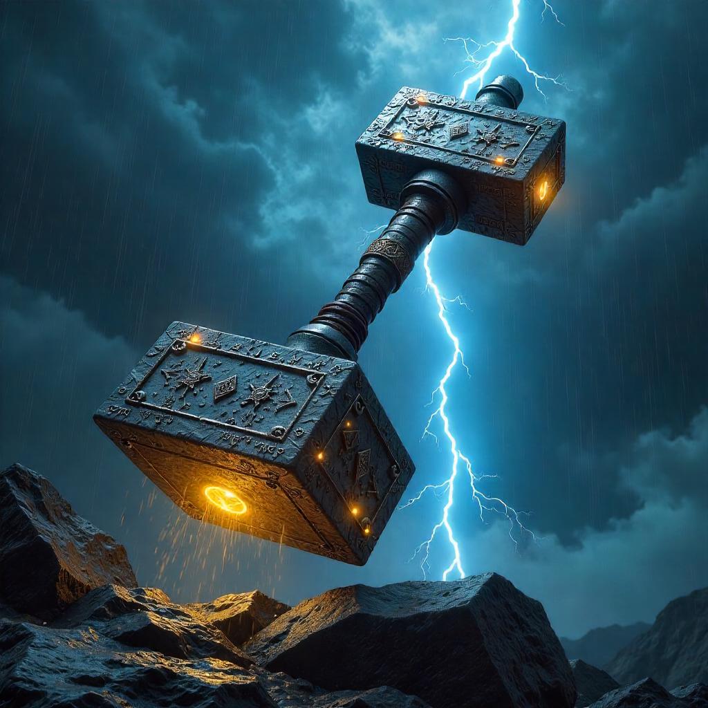 Divine Thunderhammer in a Photoreal Storm