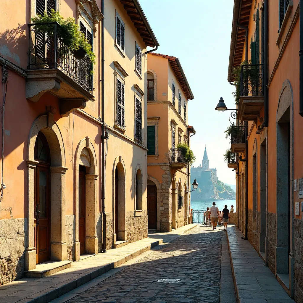 Savona's Sunset Alleys: Historic Stone Lane