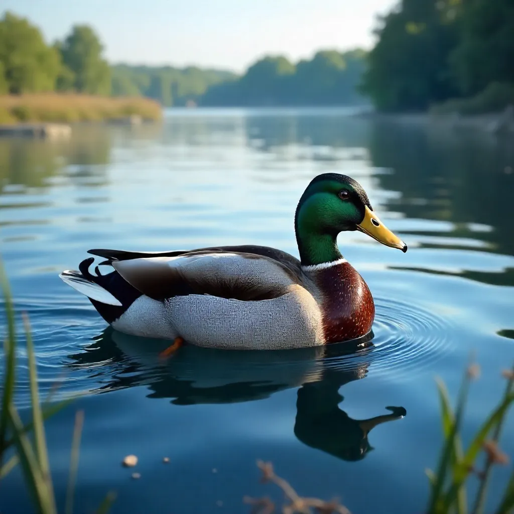 Mallard on Tranquil Blue Water