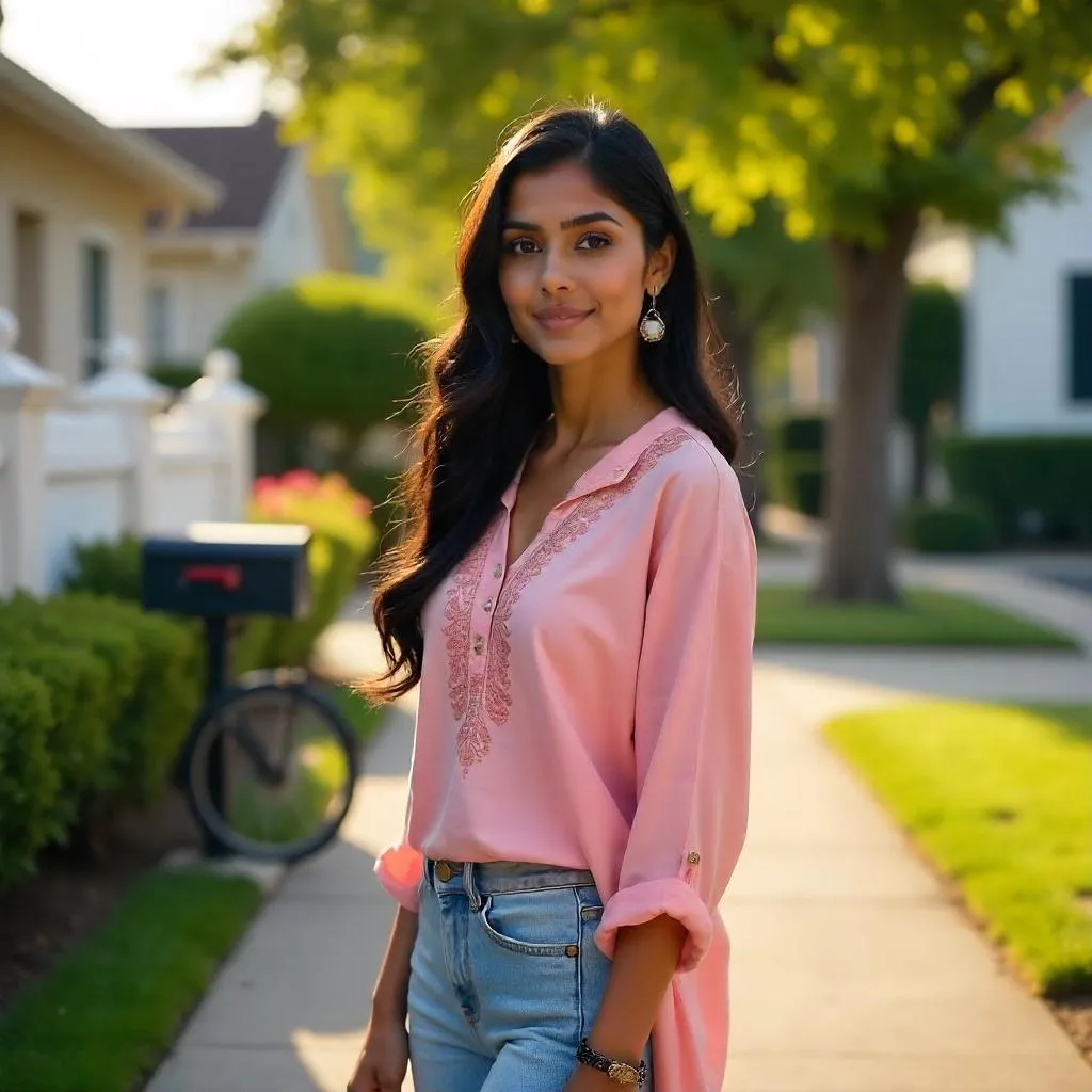 Suburban Portrait: Photorealistic Indian Woman