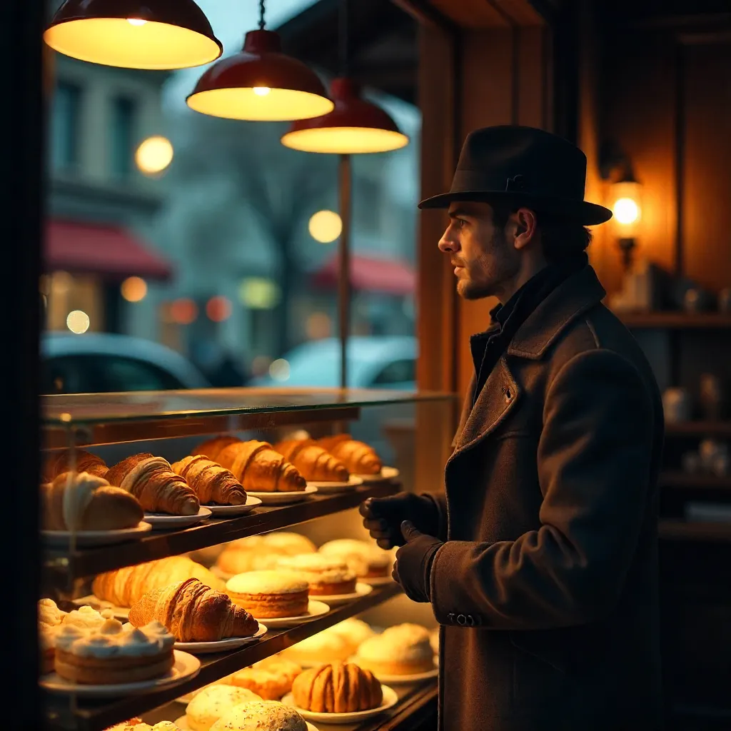 Window Reflection: Stylish Man at the Pastry Counter