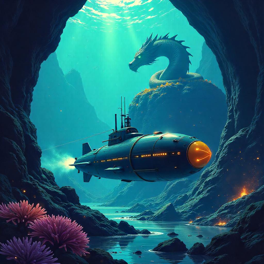 Anime Submarine Trek in a Dragon's Lair