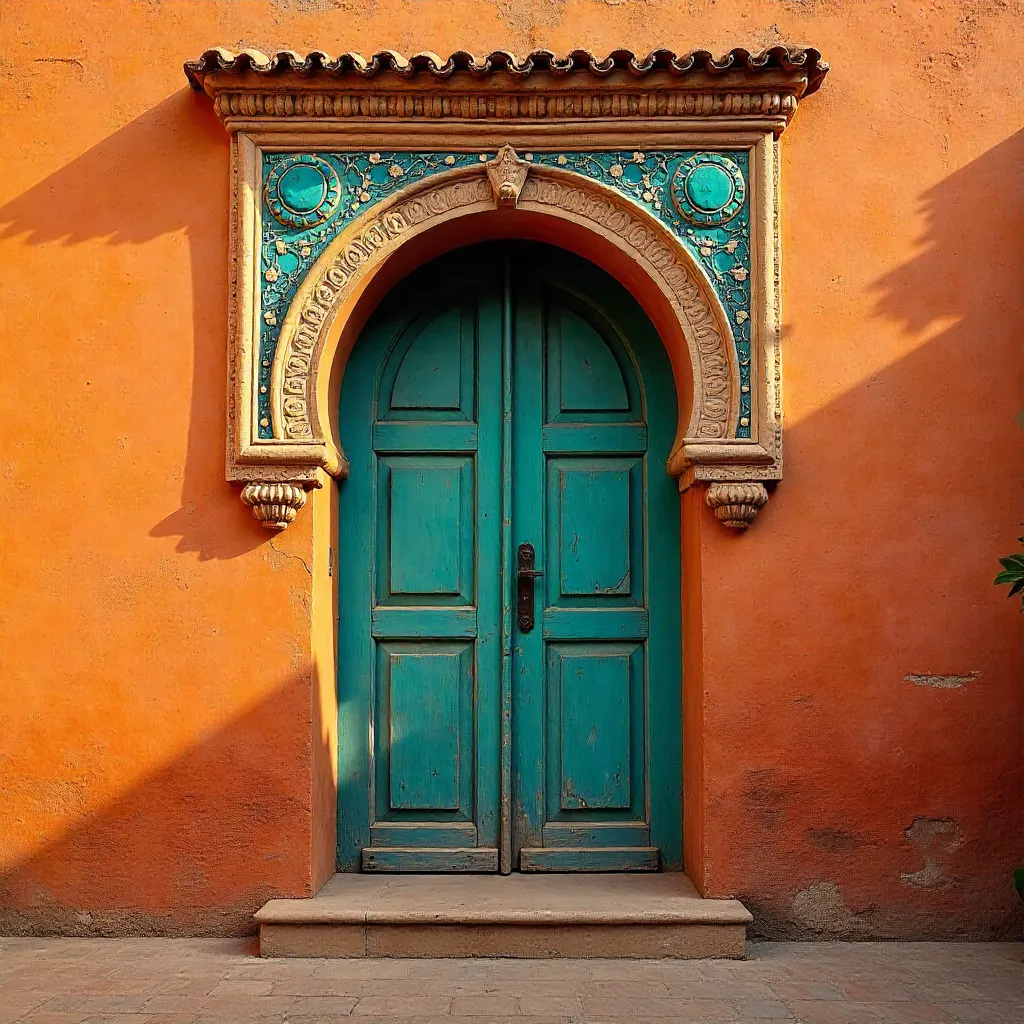 Vibrant Orange Archway in Moroccan Light